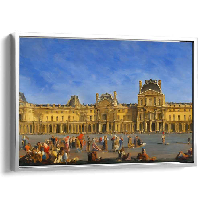 Historic Courtyard: A Lively Scene in Front of an Iconic Building