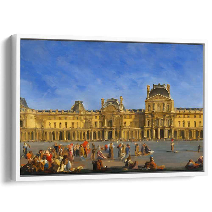 Historic Courtyard: A Lively Scene in Front of an Iconic Building