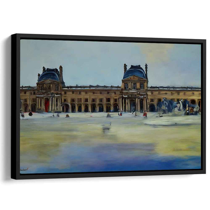 Serenity at the Louvre: Impressionist Parisian Landmark Canvas Art Print