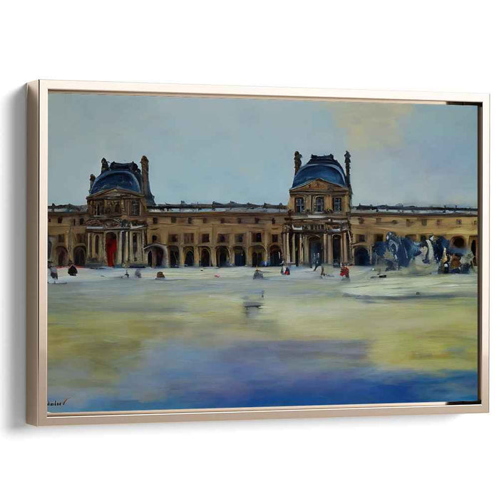 Serenity at the Louvre: Impressionist Parisian Landmark Canvas Art Print