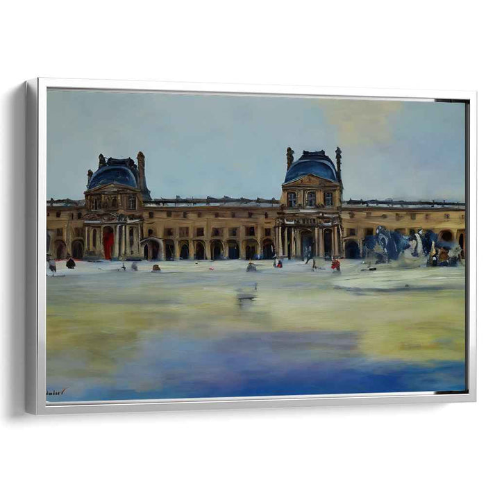 Serenity at the Louvre: Impressionist Parisian Landmark Canvas Art Print