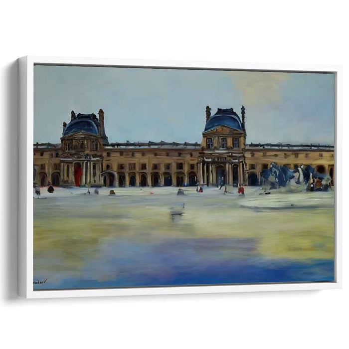 Serenity at the Louvre: Impressionist Parisian Landmark Canvas Art Print