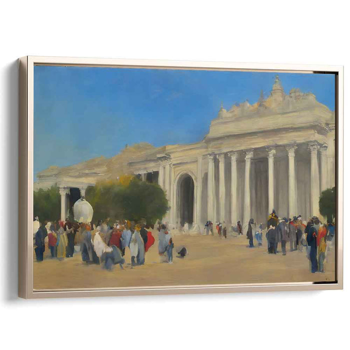 Grand Gathering: Impressionist Cityscape with Neoclassical Architecture