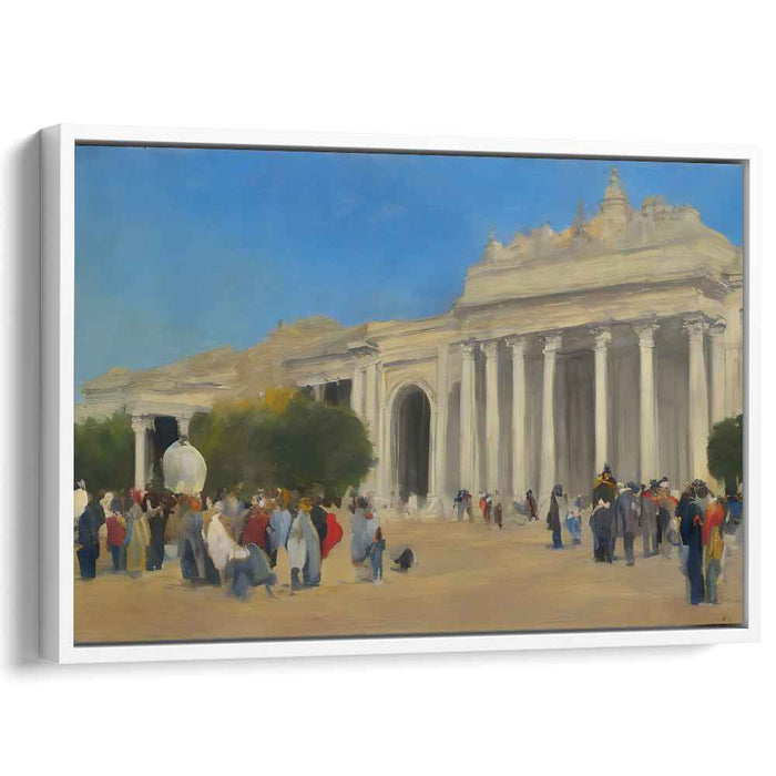 Grand Gathering: Impressionist Cityscape with Neoclassical Architecture