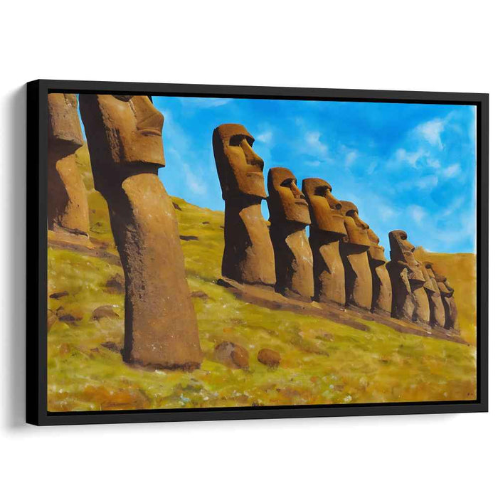 Timeless Stone Enigma Unveiled: Realistic Interpretation of Easter Island's Ancient Wonders Canvas Art