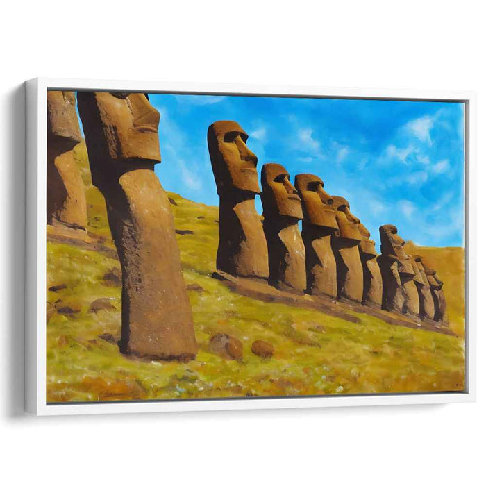 Timeless Stone Enigma Unveiled: Realistic Interpretation of Easter Island's Ancient Wonders Canvas Art