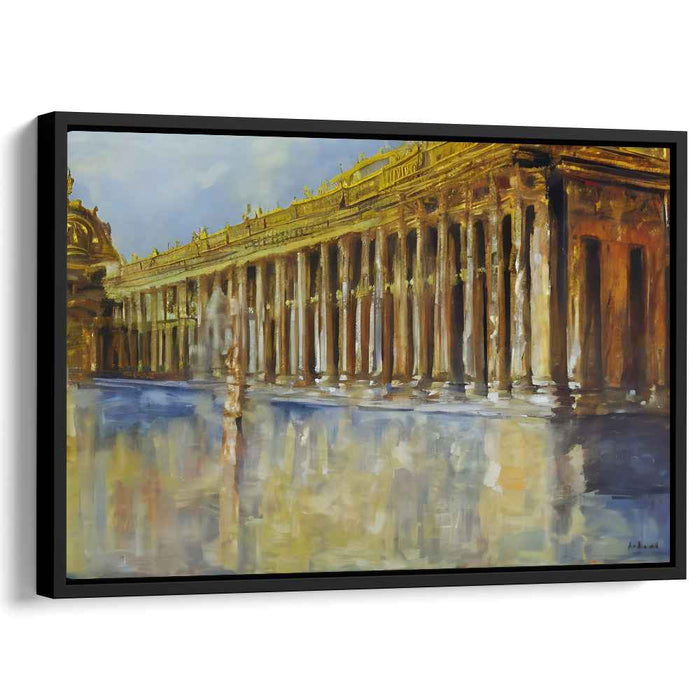 Twilight's Revered Colonnade: Majestic Colonnade at Dusk Canvas Art Print