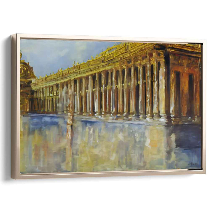 Twilight's Revered Colonnade: Majestic Colonnade at Dusk Canvas Art Print