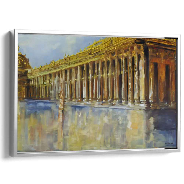 Twilight's Revered Colonnade: Majestic Colonnade at Dusk Canvas Art Print