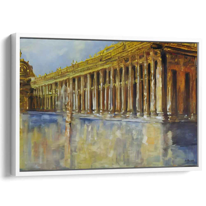 Twilight's Revered Colonnade: Majestic Colonnade at Dusk Canvas Art Print