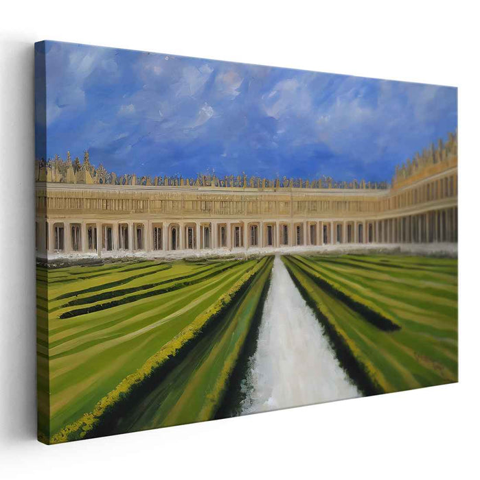 Imperial Eden Tranquility: Grand Palace Gardens Under a Cerulean Sky