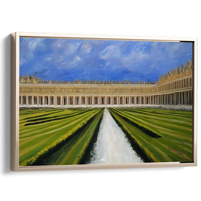 Imperial Eden Tranquility: Grand Palace Gardens Under a Cerulean Sky