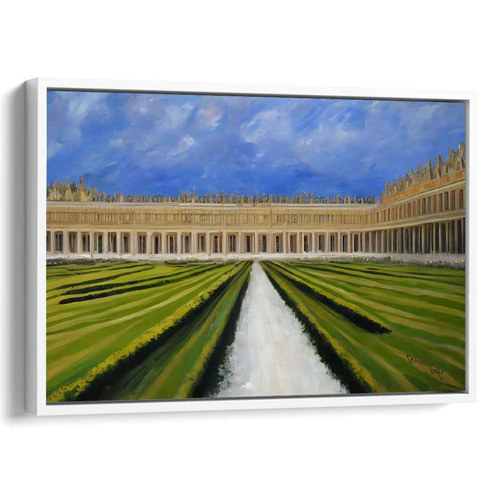 Imperial Eden Tranquility: Grand Palace Gardens Under a Cerulean Sky