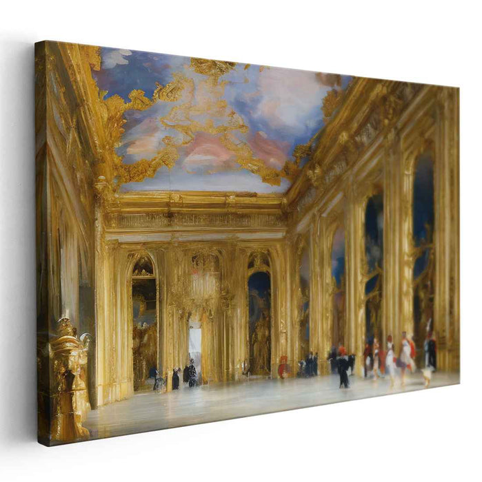 Regal Corridor Impressions: Majestic Palace Hallway Canvas Art Print