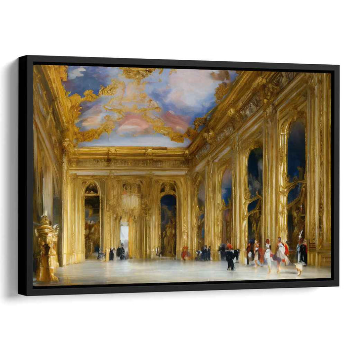 Regal Corridor Impressions: Majestic Palace Hallway Canvas Art Print