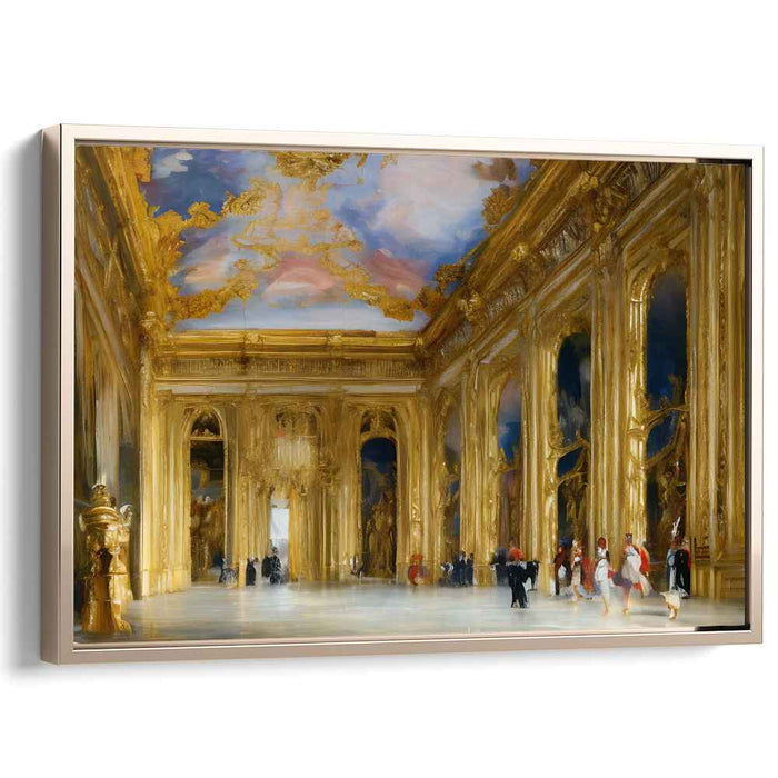Regal Corridor Impressions: Majestic Palace Hallway Canvas Art Print