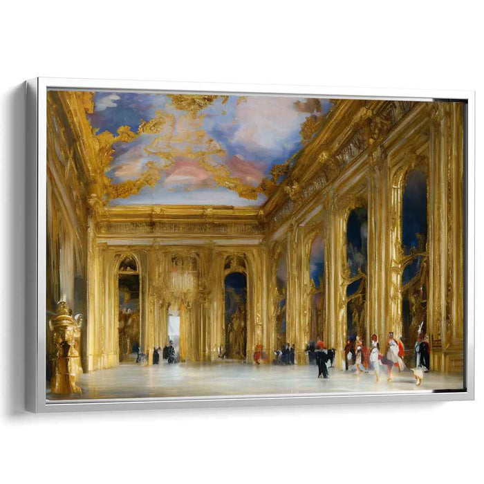 Regal Corridor Impressions: Majestic Palace Hallway Canvas Art Print