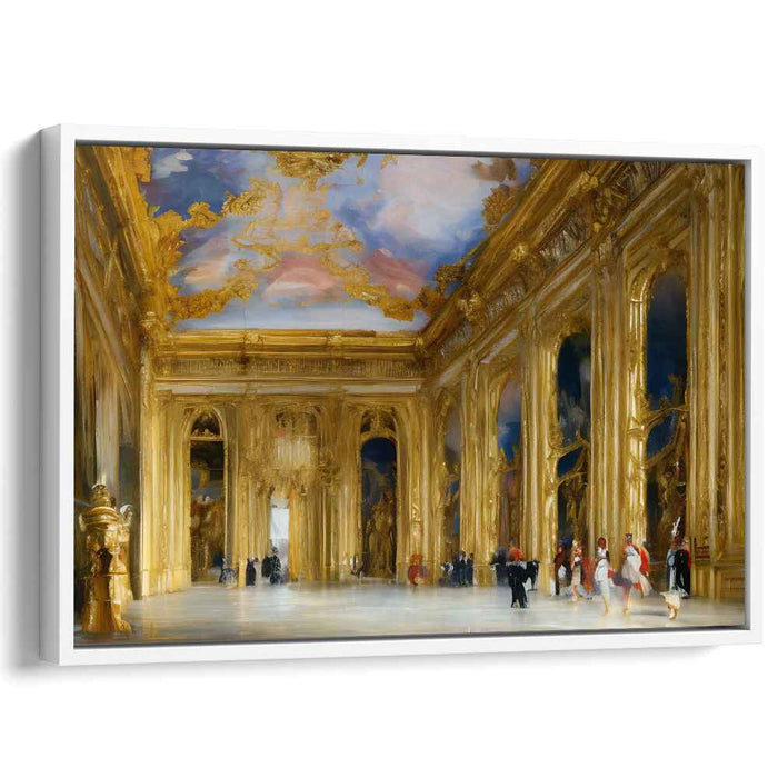 Regal Corridor Impressions: Majestic Palace Hallway Canvas Art Print