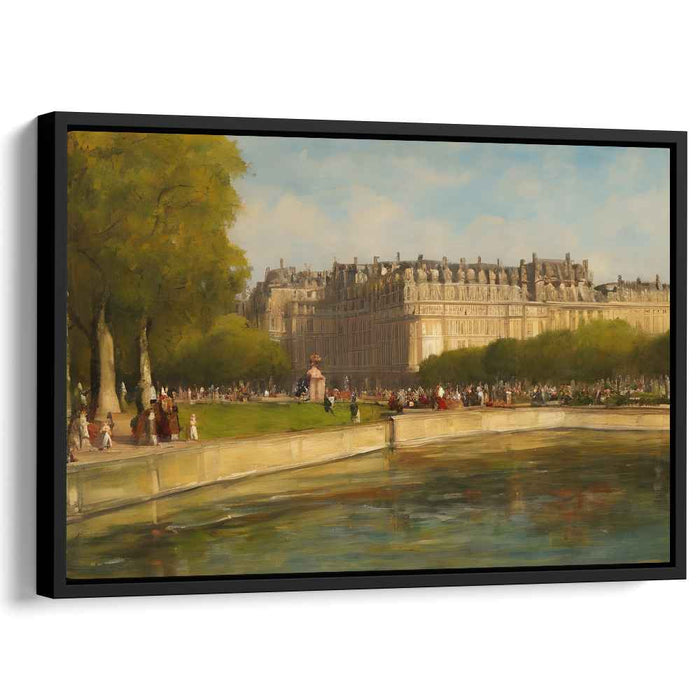 Royalty's Secret Haven: Serene Palace and Lush Gardens Canvas Art Print