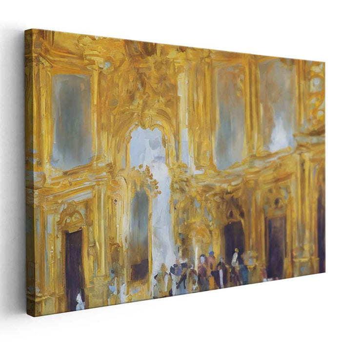 Whispers of Opulence: Impressionist Realism in a Lavish European Hall Canvas Art