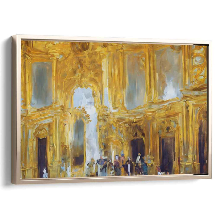 Whispers of Opulence: Impressionist Realism in a Lavish European Hall Canvas Art