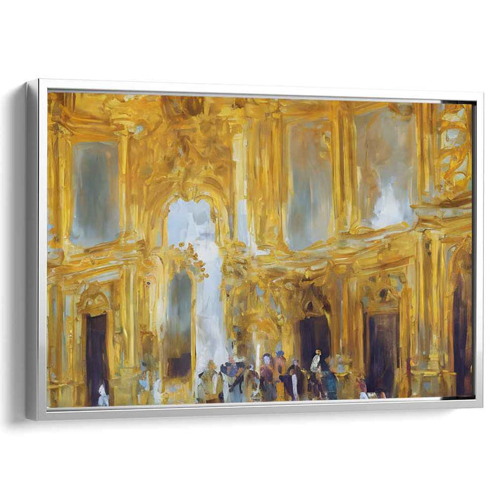 Whispers of Opulence: Impressionist Realism in a Lavish European Hall Canvas Art