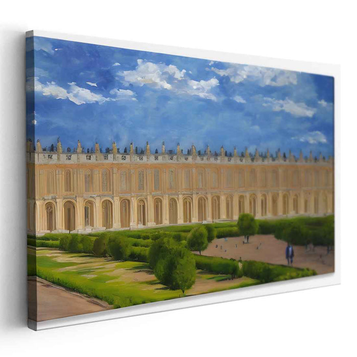 Whispers Of Golden Elegance: Realistic Depiction of the Palace of Versailles Canvas Art Print