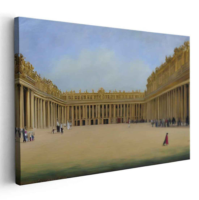 Elegance at the Golden Palace: Majestic Courtyard Realism Art Print