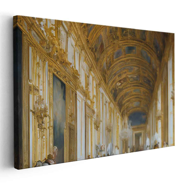 Gilded Corridor Opulence: Baroque Hallway Masterpiece Canvas Art Print