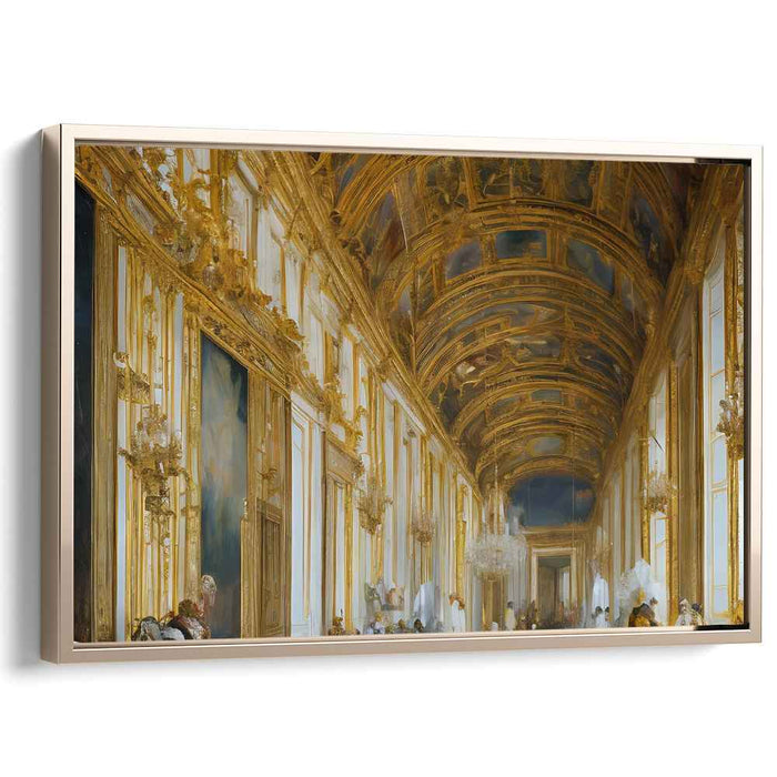 Gilded Corridor Opulence: Baroque Hallway Masterpiece Canvas Art Print