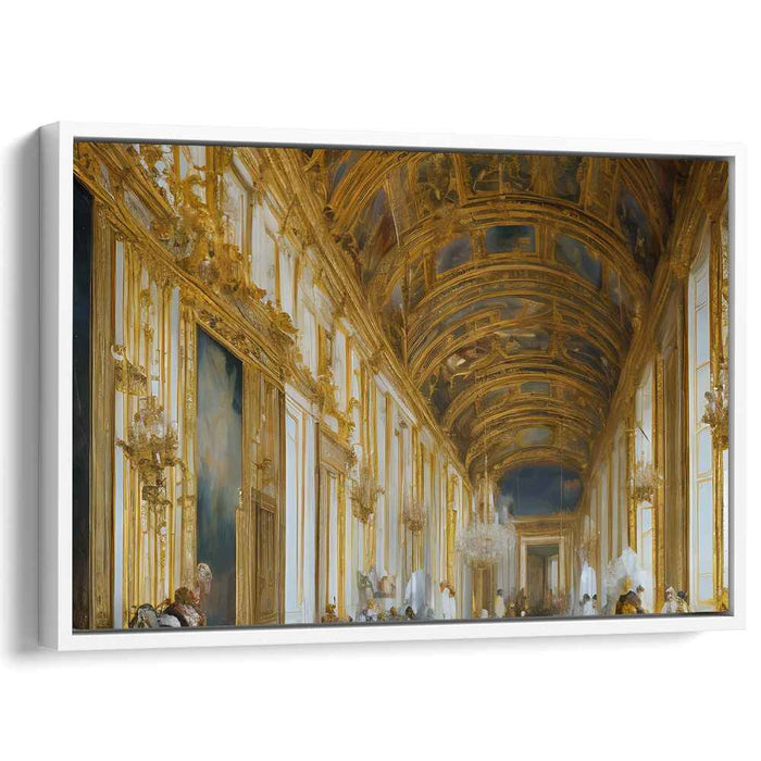 Gilded Corridor Opulence: Baroque Hallway Masterpiece Canvas Art Print