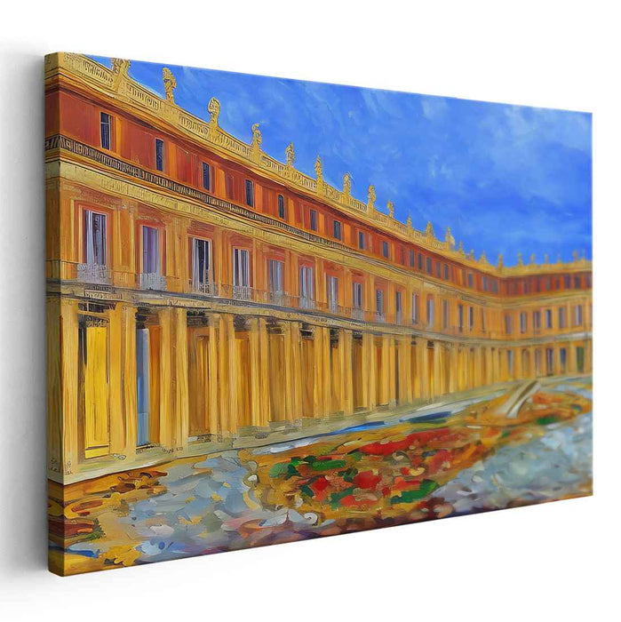 Regal Reflections: Impressionist-Inspired Palace and Colorful Abstract Canvas Art