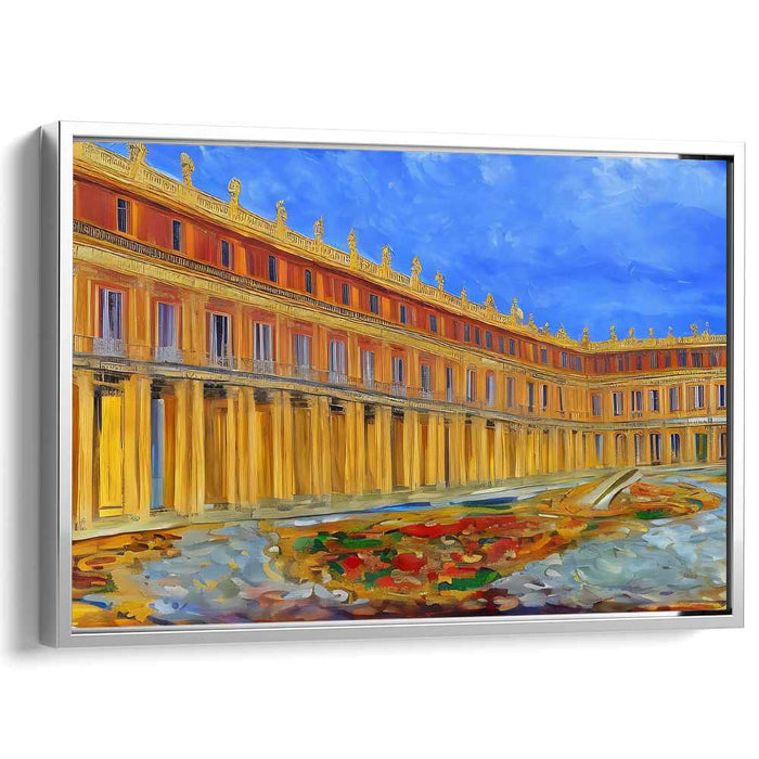 Regal Reflections: Impressionist-Inspired Palace and Colorful Abstract Canvas Art