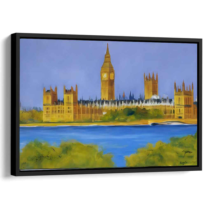 Misty Tower Melody: Impressionist Landscape of the Palace of Westminster