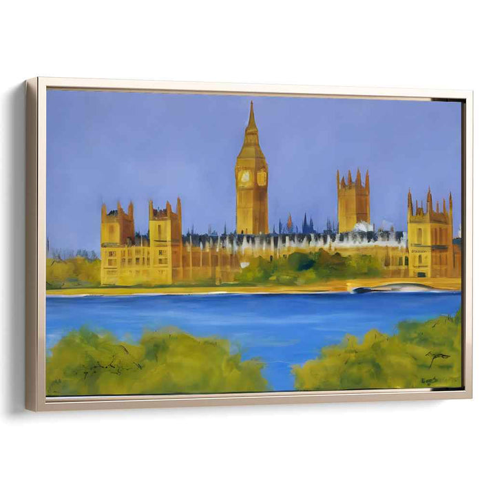Misty Tower Melody: Impressionist Landscape of the Palace of Westminster