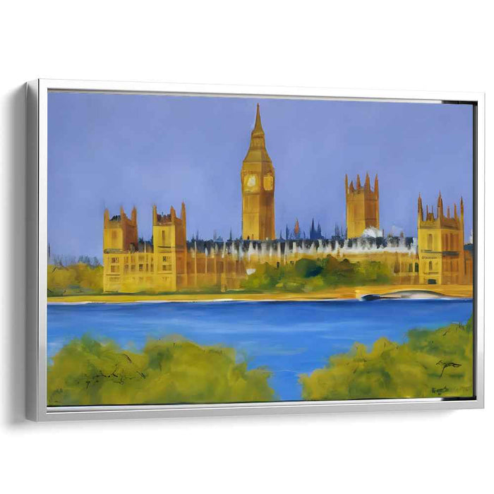 Misty Tower Melody: Impressionist Landscape of the Palace of Westminster