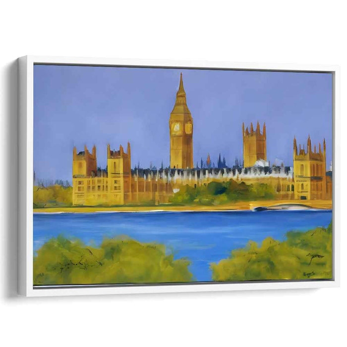 Misty Tower Melody: Impressionist Landscape of the Palace of Westminster