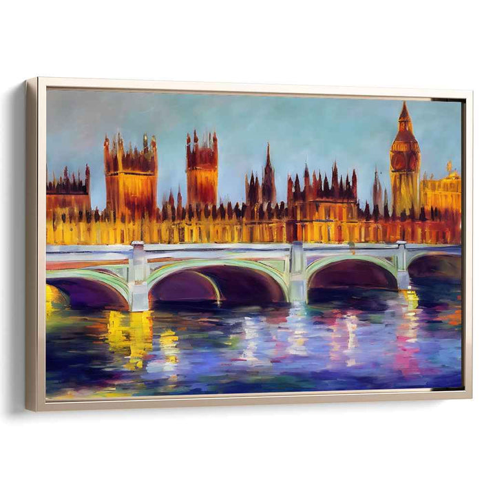 London's Dusk Splendor: Vibrant Impressionist Canvas Art of Westminster