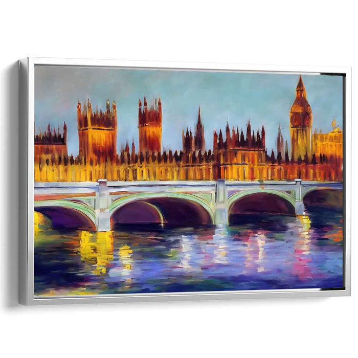 London's Dusk Splendor: Vibrant Impressionist Canvas Art of Westminster