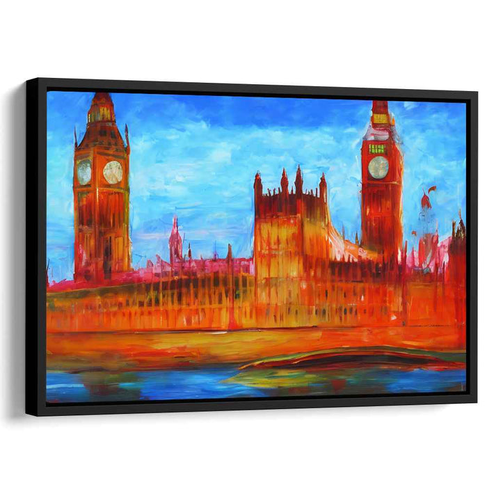 Fiery Parliament: Expressionist London Landmark Canvas Art Print