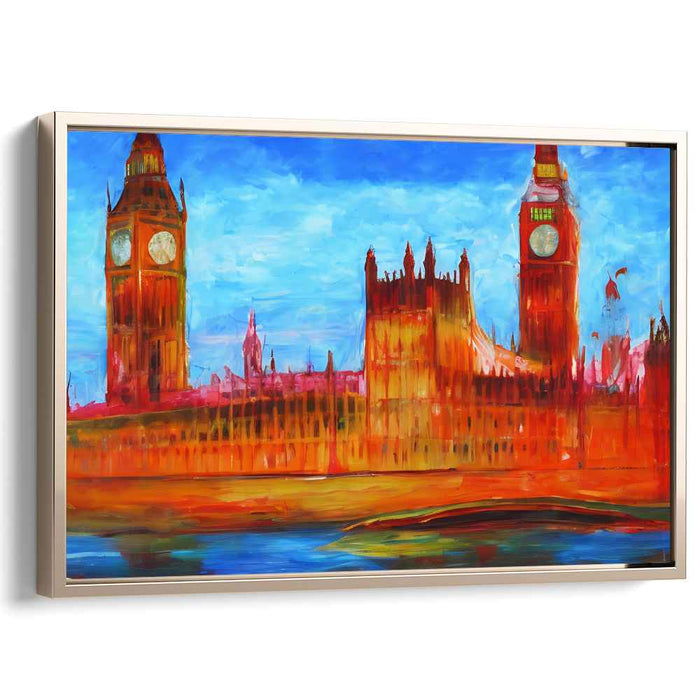 Fiery Parliament: Expressionist London Landmark Canvas Art Print