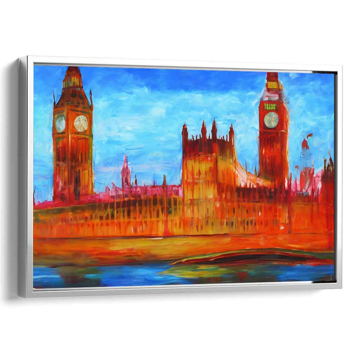 Fiery Parliament: Expressionist London Landmark Canvas Art Print