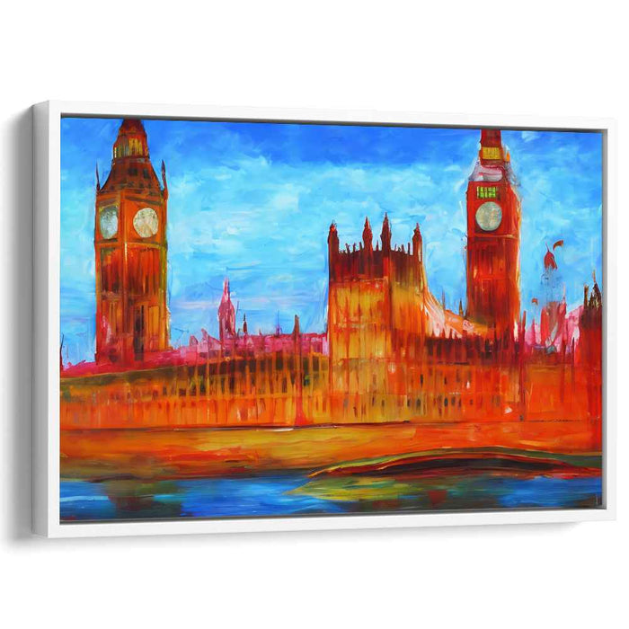 Fiery Parliament: Expressionist London Landmark Canvas Art Print