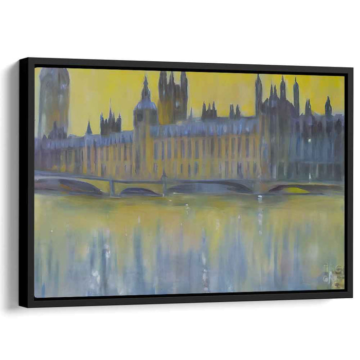 Rainbow Mist Over Cityscape: Impressionist View of Westminster Bridge Canvas Art