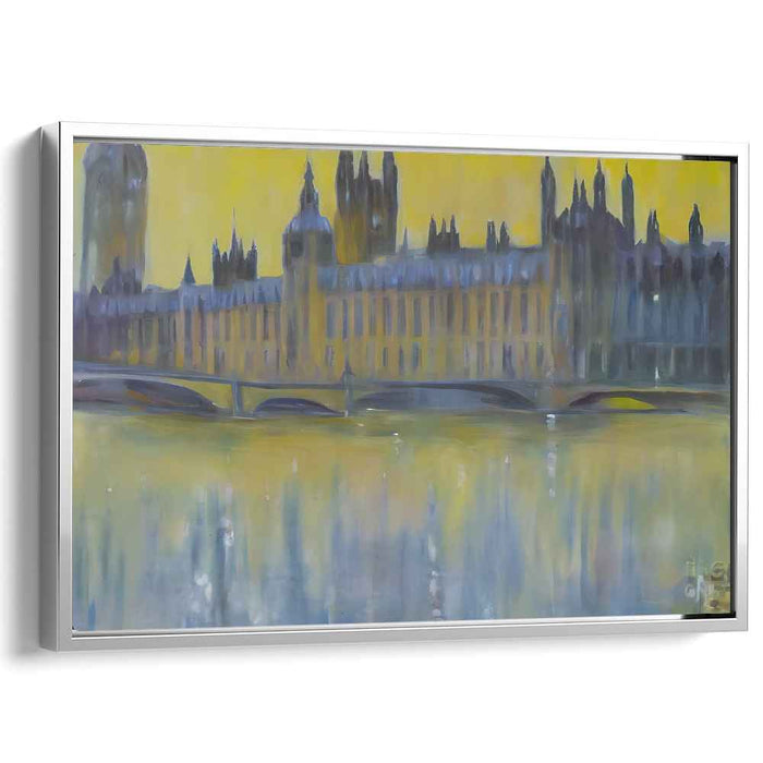 Rainbow Mist Over Cityscape: Impressionist View of Westminster Bridge Canvas Art