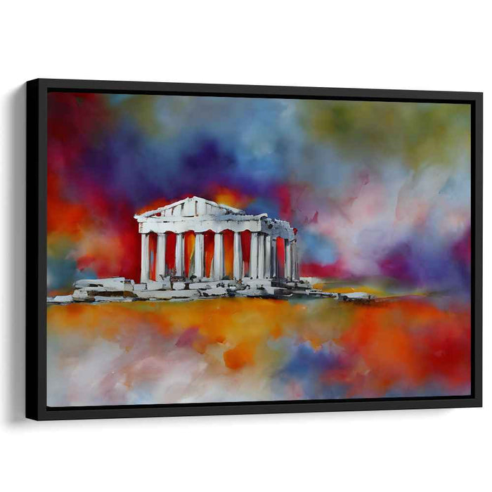 Celestial Echoes: Impressionist Parthenon amidst Vivid Skies Canvas Art