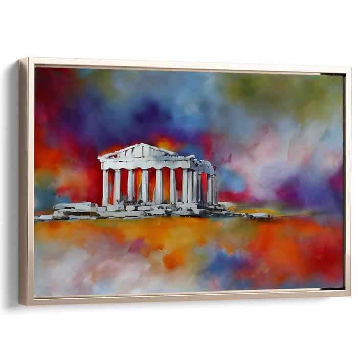 Celestial Echoes: Impressionist Parthenon amidst Vivid Skies Canvas Art