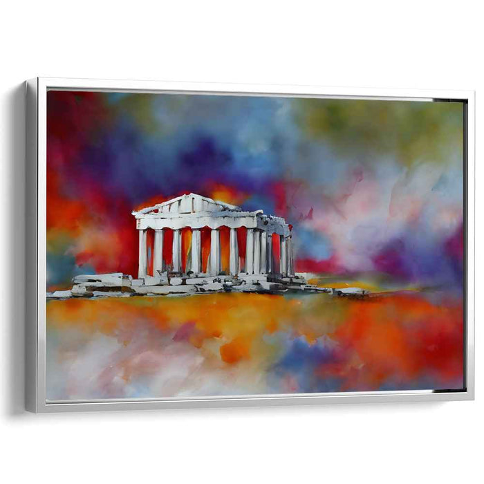 Celestial Echoes: Impressionist Parthenon amidst Vivid Skies Canvas Art