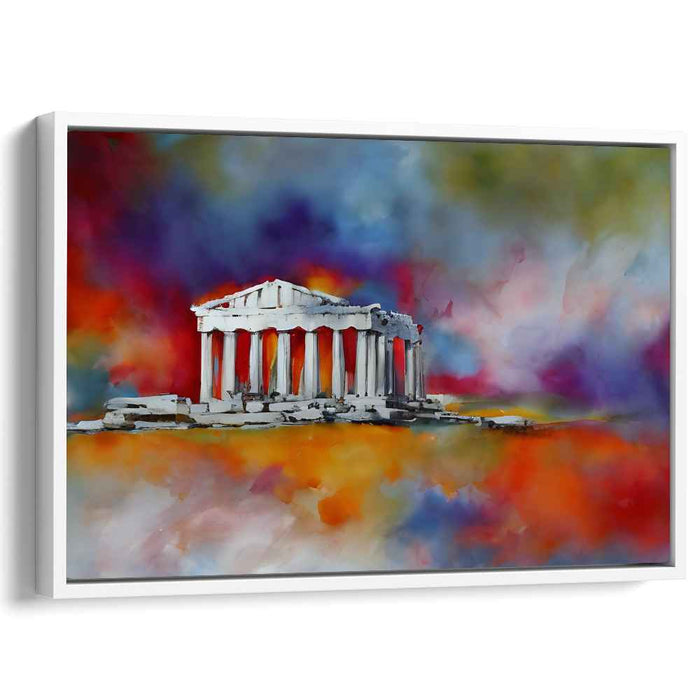 Celestial Echoes: Impressionist Parthenon amidst Vivid Skies Canvas Art