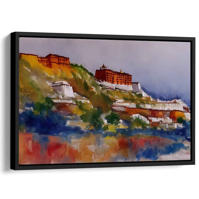 Majestic Hilltop Monastery: A Serene Impressionist Canvas Art Print